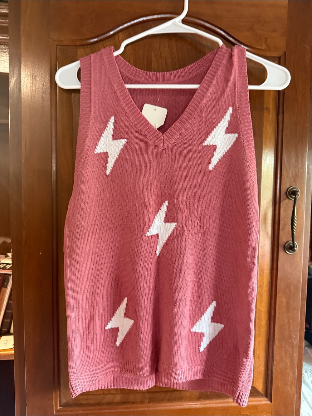 Kids Lightning Bolt Knit Vest Tank Top - Pink